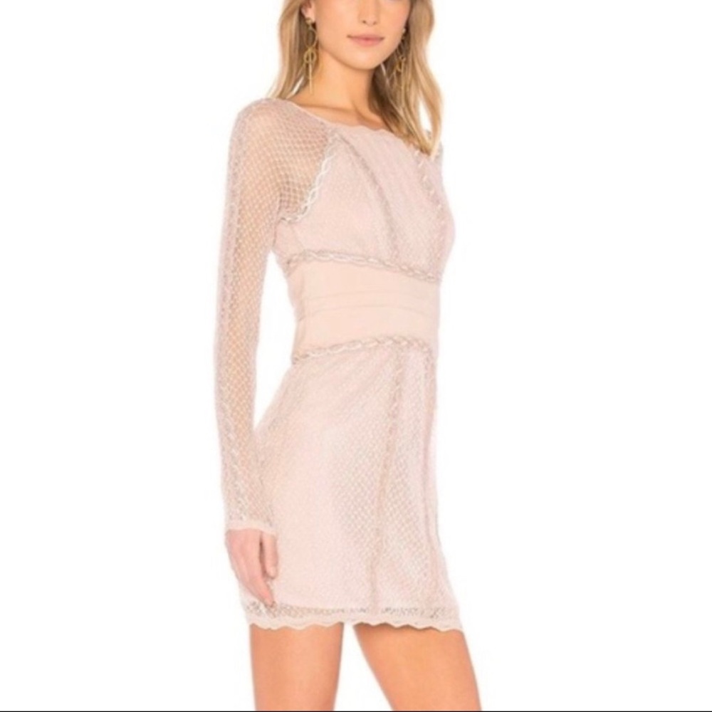 NWT Free people mix mesh bodycon champagne dress - Picture 2 of 8